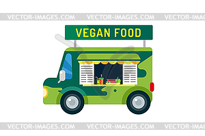 Vegan city food car van icon - vector clip art