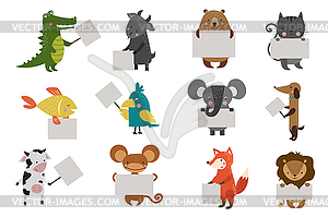 Wild animal zoo with clean plate icons set - vector image