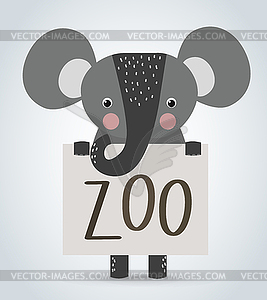 Elephant wild cartoon animal holding clean welcome - royalty-free vector image