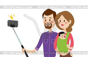 Selfie family portreit - vector clipart