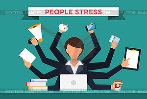 Office job stress work - stock vector clipart