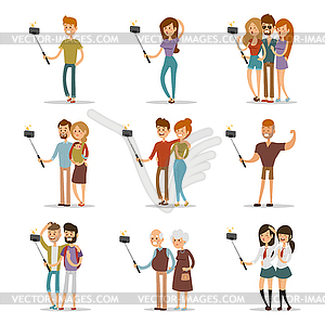 Selfie shots family and couples - vector image