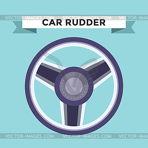 Rudder flat icons set - color vector clipart