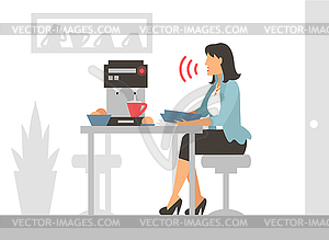 Voice control . Smart computer - vector clip art