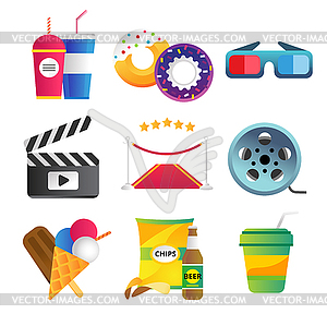 Movie icons set - vector clipart