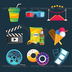 Movie icons set - vector clipart