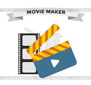 Cinema film clapper board icons set - vector clip art