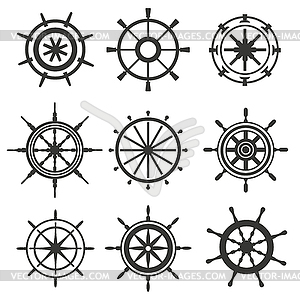 Rudder flat icons set - vector clip art