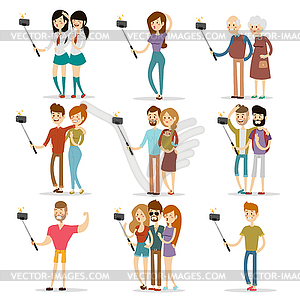 Selfie shots family and couples - vector image