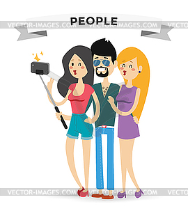 Selfie family portreit - vector clip art