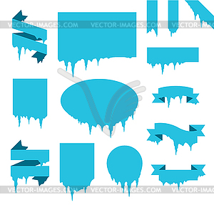 Коллекция замороженных сосулька снег зимой баннеры набор - графика в векторном формате