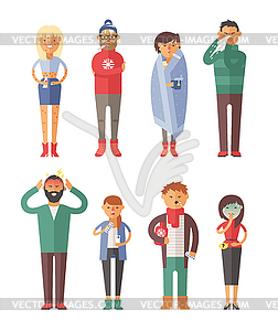 People ill . Seasonal virus attack - vector clipart