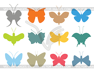 Красочные бабочки коллекция плоский стиль - изображение векторного клипарта