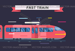 Passenger and transportation trains collection - vector image