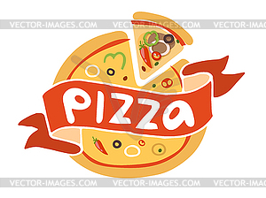 Pizza flat icon logo template - vector clipart