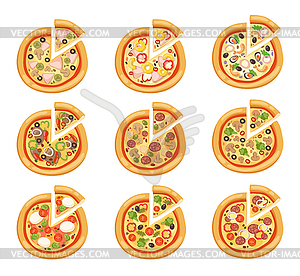 Pizza flat icons - royalty-free vector clipart
