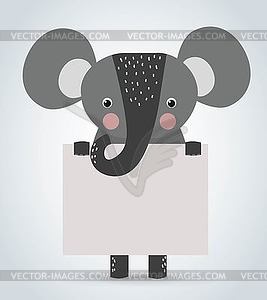 Elephant wild cartoon animal holding clean welcome - vector image