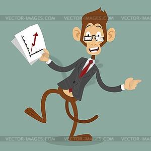 Cartoon monkey business man stress dancing - vector clipart / vector image