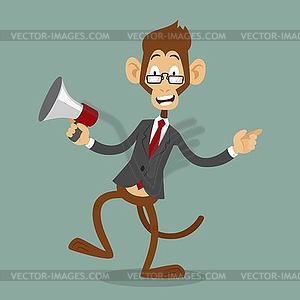 Cartoon monkey business man stress dancing - vector image