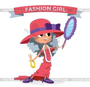 Cute fashion small girl clothing like mother - vector image