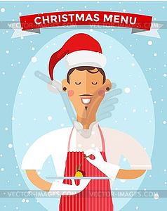 Специальный Рождественское меню шеф-повар повар - клипарт в векторе