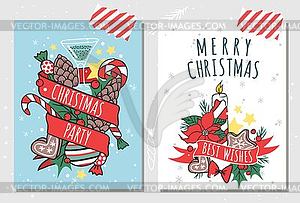 New Year greeting card banner template - vector clipart