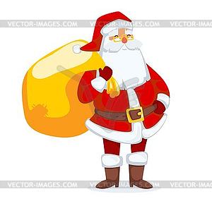 Дед Мороз . Cartoot старик с красной шляпе и мешок - иллюстрация в векторном формате