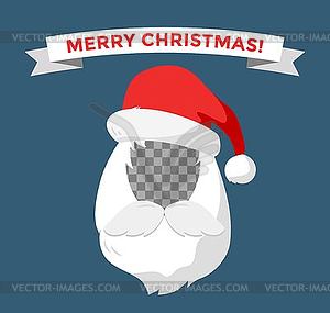 Portrait Santa Claus face cut mask silhouette - vector image