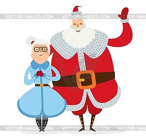 Santa and Missis Claus cartoot family - vector clip art