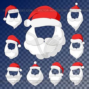 Portrait Santa Claus face cut mask silhouette - vector clipart