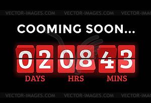 Countdown clock digits board panels timer - vector image