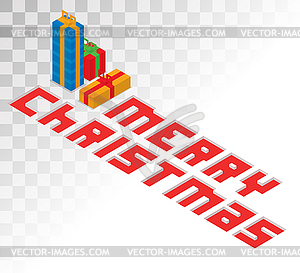 Colorful 3d isometric gift boxe ribbon - vector clipart