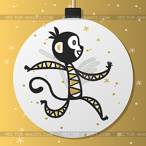 Chinese New Year monkey decoration ball icon - vector image