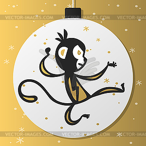 Chinese New Year monkey decoration ball icon - vector clip art