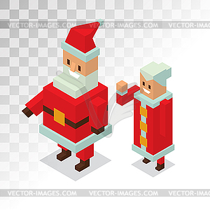 Santa and Missis Claus cartoot family - vector clipart