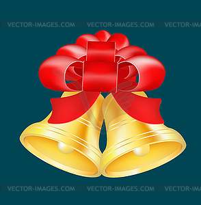 Vintage Christmas 3d decoration bell toys - color vector clipart