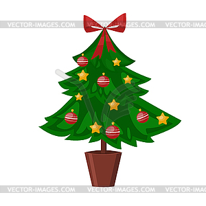 Christmas tree flat 3d isometric pixel art icon - vector clip art