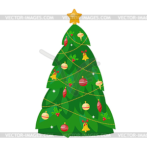 Christmas tree flat 3d isometric pixel art icon - vector clipart