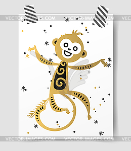 Chinese New Year monkey decoration ball icon - vector clip art
