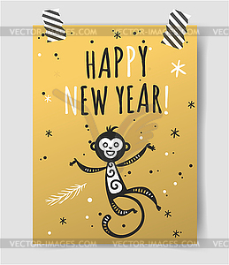 Chinese New Year monkey decoration ball icon - vector image