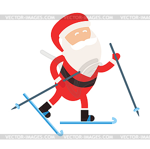 Cartoon Santa winter sport - vector clipart