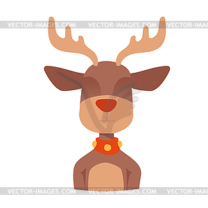 Happy cartoon Christmas Reindeer - vector clipart