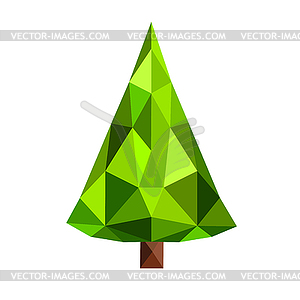 Christmas tree flat 3d lowpoly pixel art icon - vector image