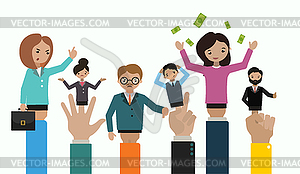 Businessman hand doll people different business - vector EPS clipart