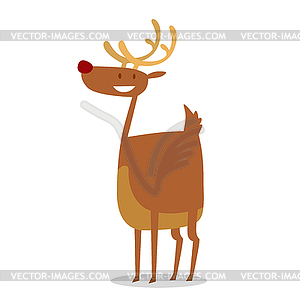 Happy cartoon Christmas Reindeer - vector image