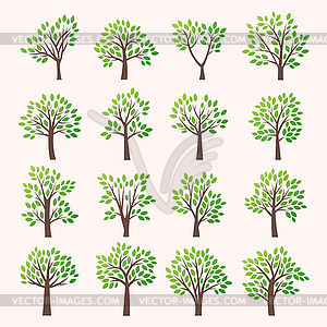 Stylized tree collection - vector image