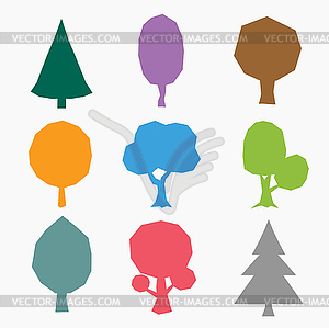 Stylized tree collection - vector clipart