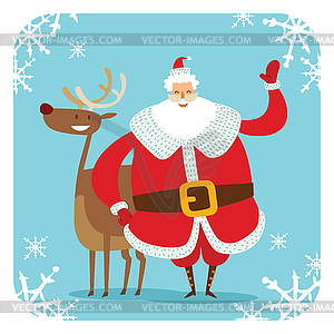 Santa Claus . Cartoot old man with red hat and sack - vector image