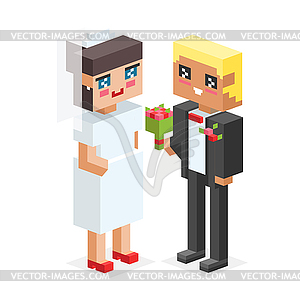Isometric family couple love wedding - vector clipart