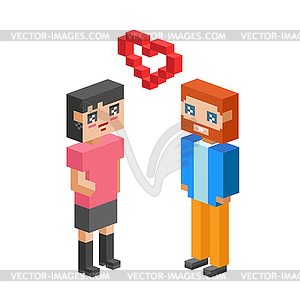 Isometric family couple love wedding - vector image